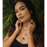 Black Onyx Lip Balm Ring in 14K Gold