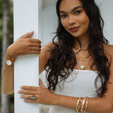 Blue Abalone Shell Lip Balm Ring in 14K Gold