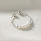 Pearl Rotating Anxiety Ring in Silver