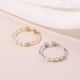 Pearl Rotating Anxiety Ring in Gold