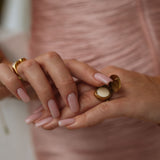 Ruby Heart Lip Balm Ring in 14K Gold