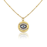 Evil Eye Lip Balm Necklace in 14K Gold