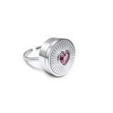 Pink Heart Lip Balm Ring in Stainless Steel