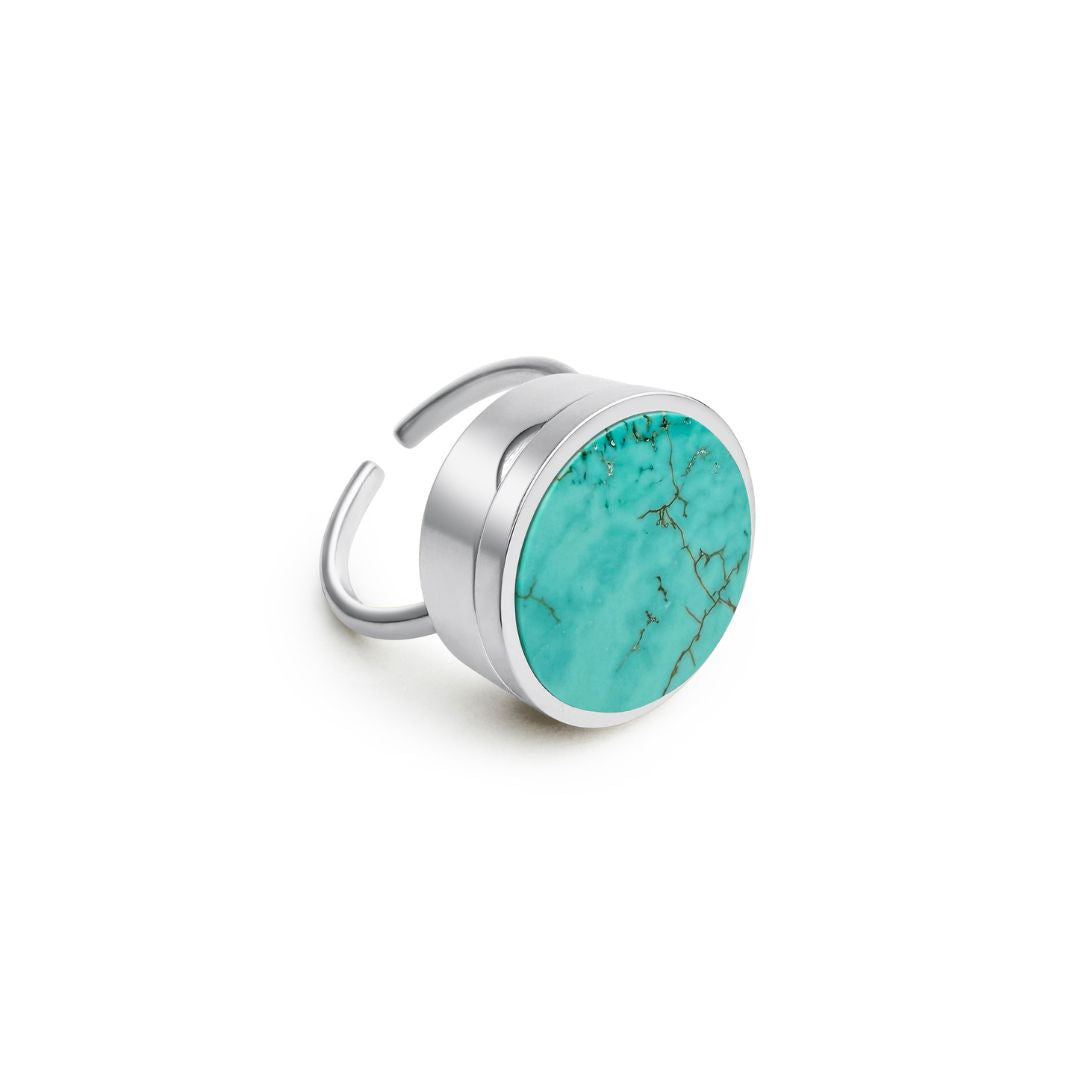 CMA Turquoise Lip Balm Ring in Stainless Steel