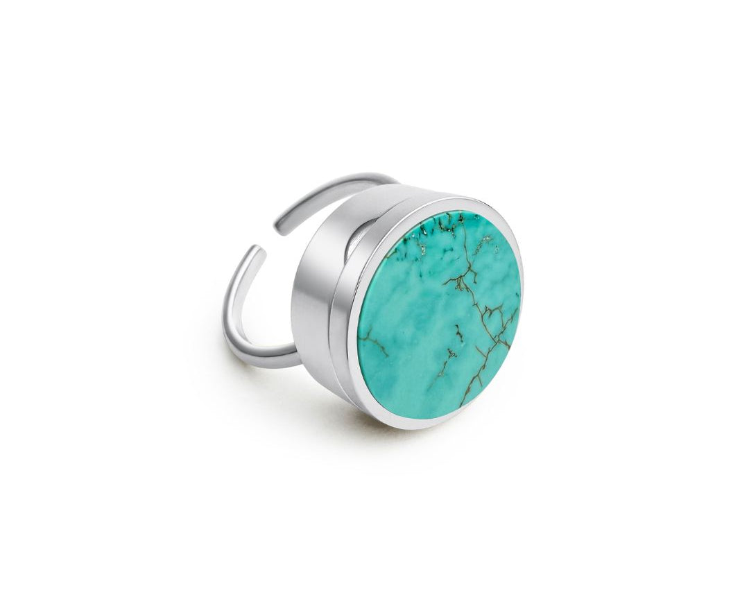 CMA Turquoise Lip Balm Ring in Stainless Steel