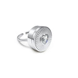 Diamond Heart Lip Balm Ring in Stainless Steel