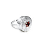 Ruby Heart Lip Balm Ring in Stainless Steel