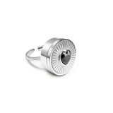 Black Heart Lip Balm Ring in Stainless Steel
