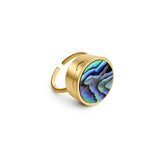 Blue Abalone Shell Lip Balm Ring in 14K Gold
