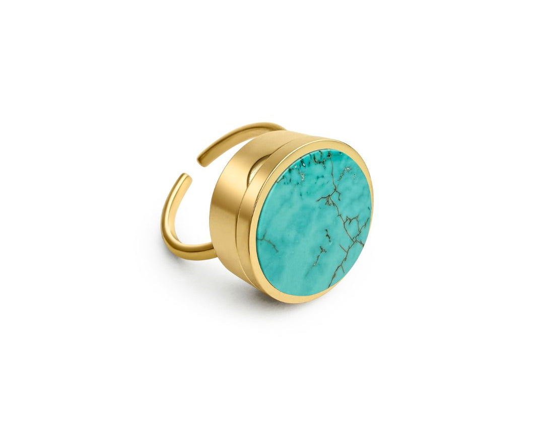 CMA Turquoise Lip Balm Ring in 14K Gold