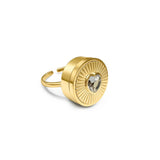 Diamond Heart Lip Balm Ring in 14K Gold