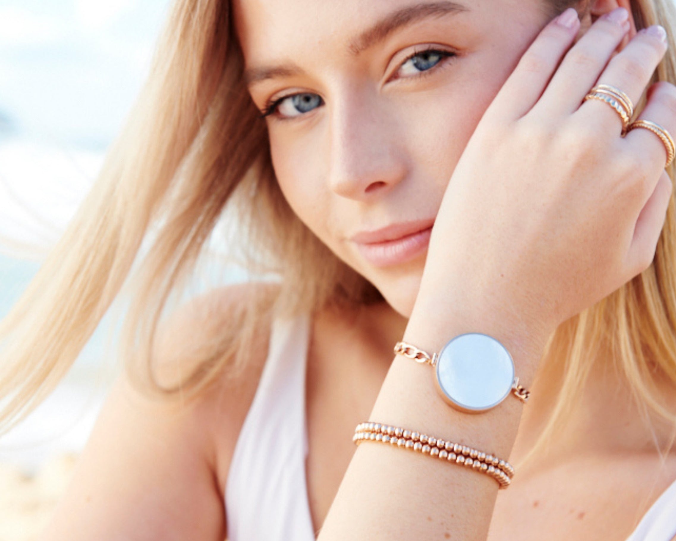 Mother of Pearl Lip Balm Bracelet in Rose Gold - getbalmy