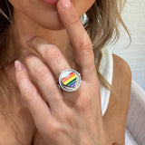 Pride Lip Balm Ring in Stainless Steel