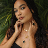 Black Onyx Lip Balm Necklace in 14K Gold