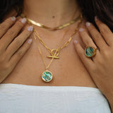 Blue Abalone Lip Balm Necklace in 14K Gold