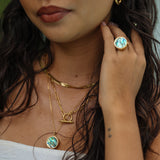 Blue Abalone Lip Balm Necklace in 14K Gold