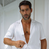 Men's Black Onyx Lip Balm Necklace in 14K Gold