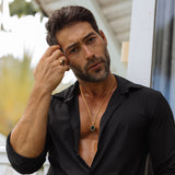 Men's Black Onyx Lip Balm Necklace in 14K Gold