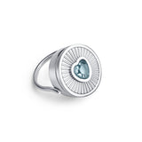 Blue Heart Lip Balm Ring in Stainless Steel