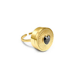 Black Heart Lip Balm Ring in 14K Gold