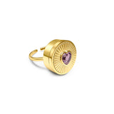 Pink Heart Lip Balm Ring in 14K Gold