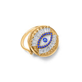 Evil Eye Lip Balm Ring in 14K Gold