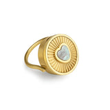 Pearl Heart Lip Balm Ring in 14K Gold
