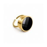 Black Onyx Lip Balm Ring in 14K Gold