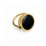 Black Onyx Lip Balm Ring in 14K Gold