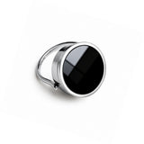 Black Onyx Lip Balm Ring in Stainless Steel