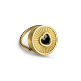 Black Heart Lip Balm Ring in 14K Gold