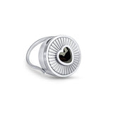 Black Heart Lip Balm Ring in Stainless Steel
