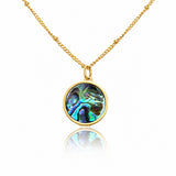 Blue Abalone Lip Balm Necklace in 14K Gold