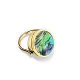 Blue Abalone Shell Lip Balm Ring in 14K Gold