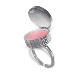 Boho Lip Balm Ring in Stainless Steel Adjustable Band