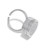 Boho Lip Balm Ring in White Gold Adjustable Band