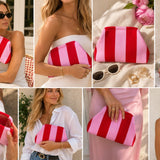 Candy Stripped Clutch Purse/Cosmetic Case