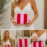 Candy Stripped Clutch Purse/Cosmetic Case