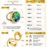 Blue Abalone Shell Lip Balm Ring in 14K Gold