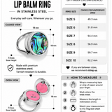 Blue Abalone Shell Lip Balm Ring in Stainless Steel
