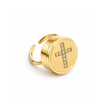 Cross Lip Balm Ring in 14K Gold