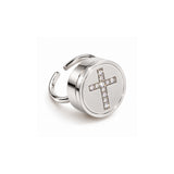 Cross Lip Balm Ring in Stainless Steel