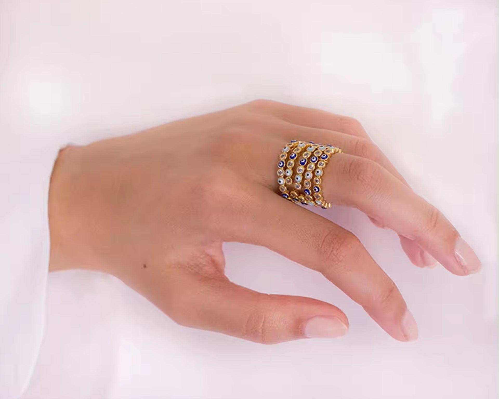 Evil Eye Stackable Ring in 14K Gold - getbalmy
