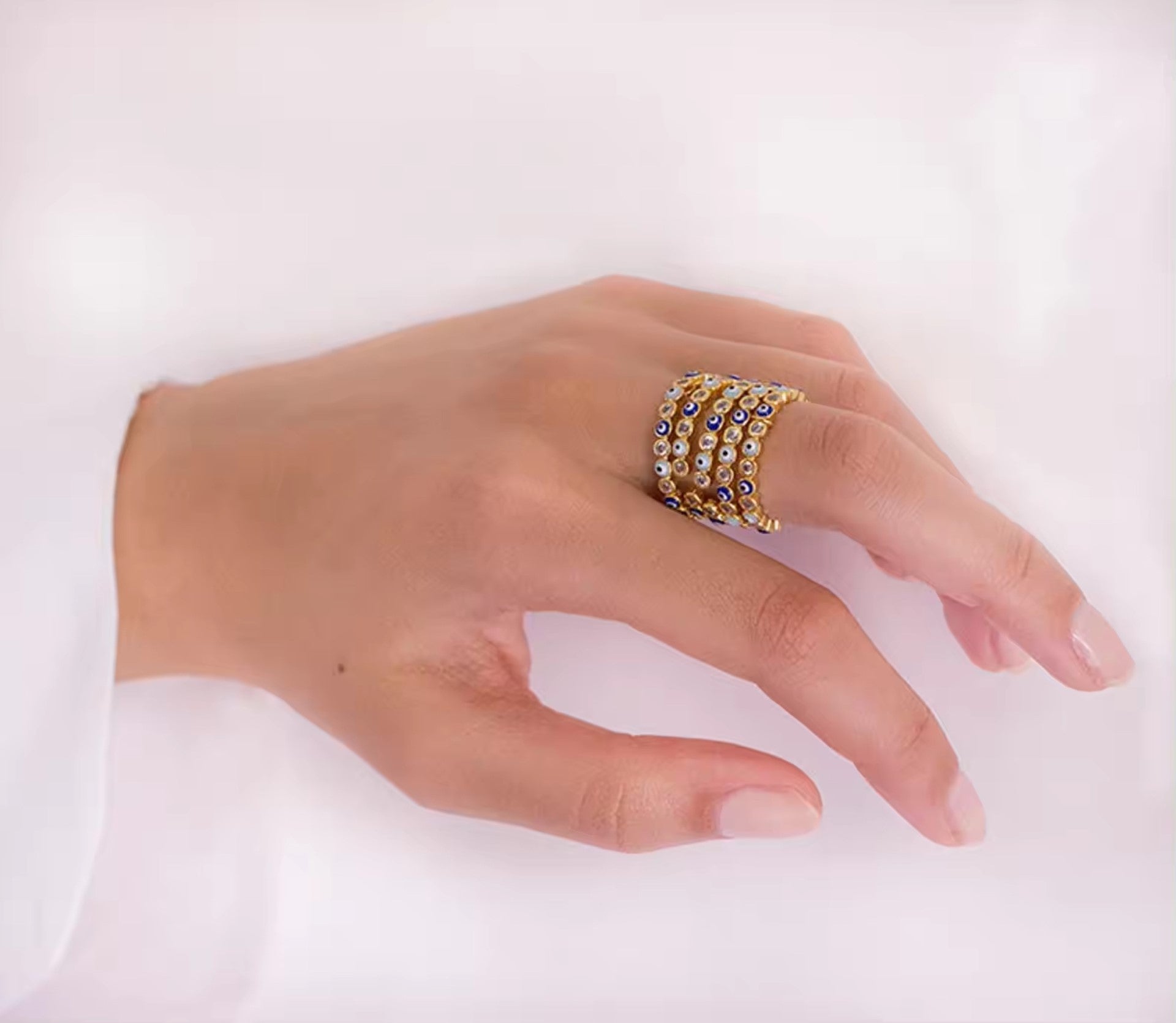 Evil Eye Stackable Ring in 14K Gold - getbalmy