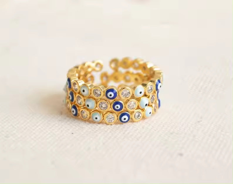 Evil Eye Stackable Ring in 14K Gold - getbalmy