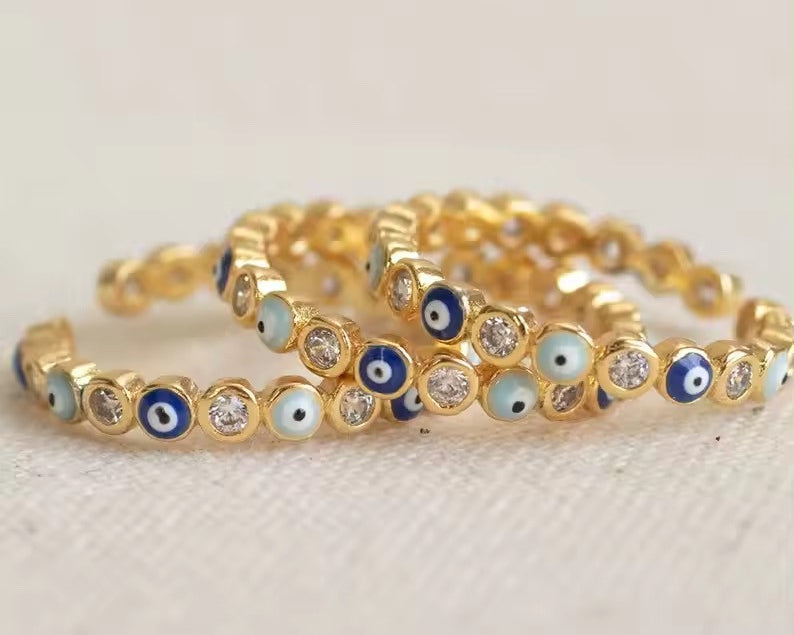 Evil Eye Stackable Ring in 14K Gold - getbalmy