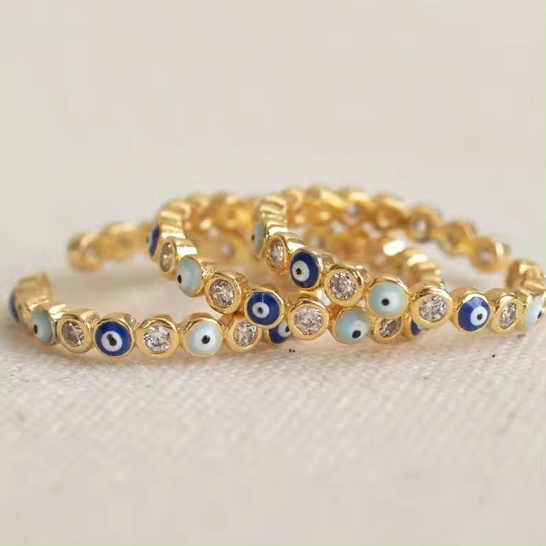 Evil Eye Stackable Ring in 14K Gold - getbalmy