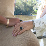 Black Onyx Lip Balm Ring in 14K Gold