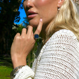 Lapis Lazuli Lip Balm Ring in 14K Gold