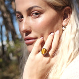 Tiger's Eye Lip Balm Ring in 14K Gold